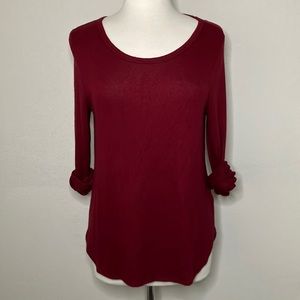 Old Navy Wine Red Cozy Long Sleeve Drapey Tee